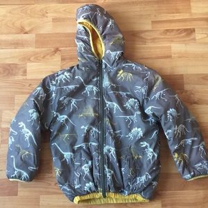 Hatley Reversible Dinosaur Print Jacket - Yellow